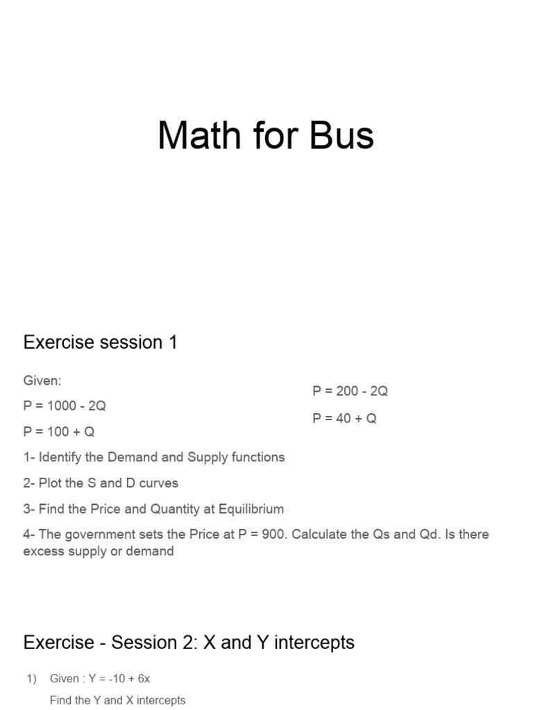 Math For Bus | PDF | Supply And Demand | Supply (Economics)