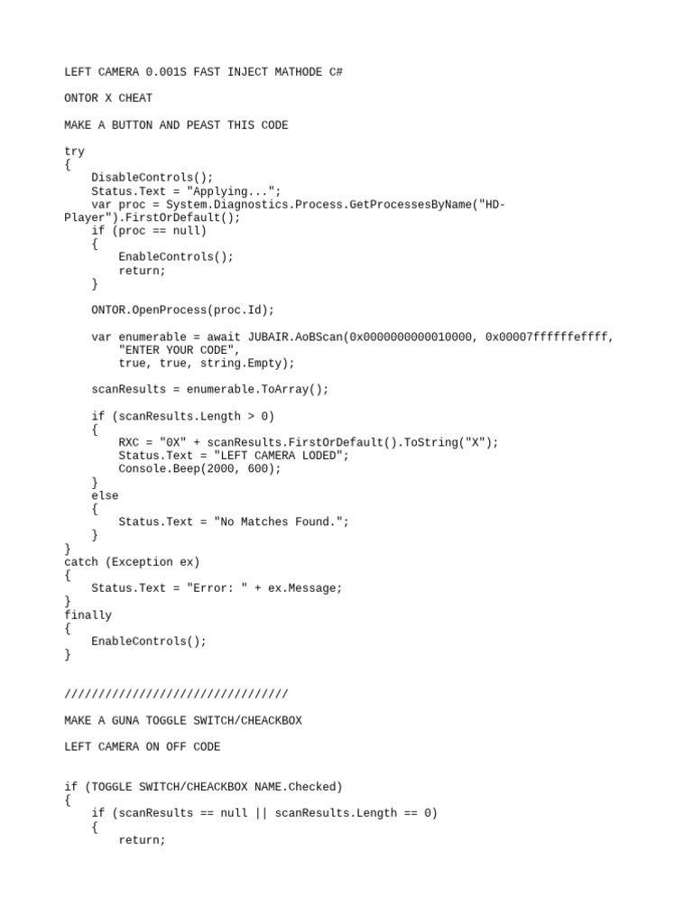0.001S Inject Mathode C# by Ontor X Cheat | PDF