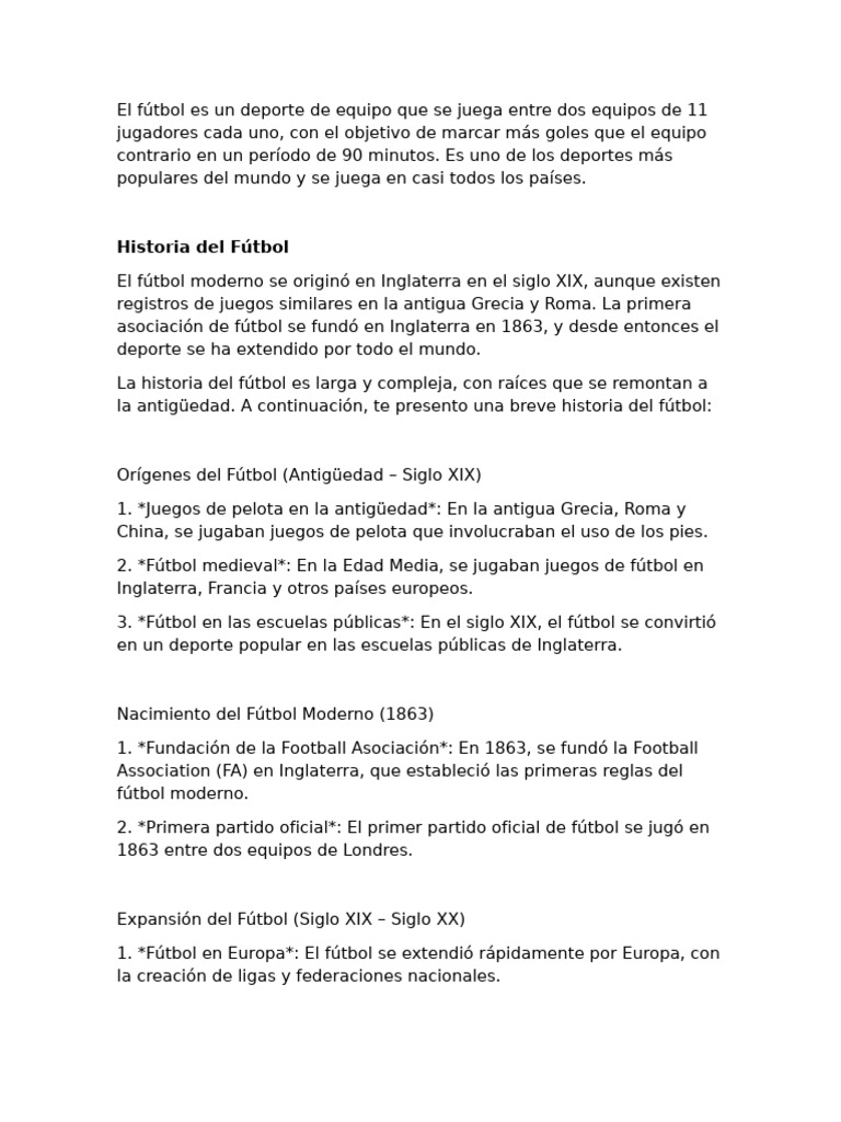 Historia y reglas del fútbol | PDF | Asociación de Futbol | Deportes