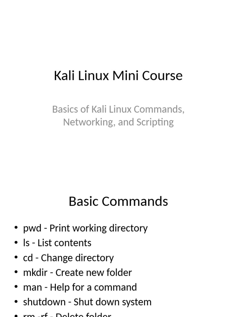 Kali Linux Mini Course Overview | PDF