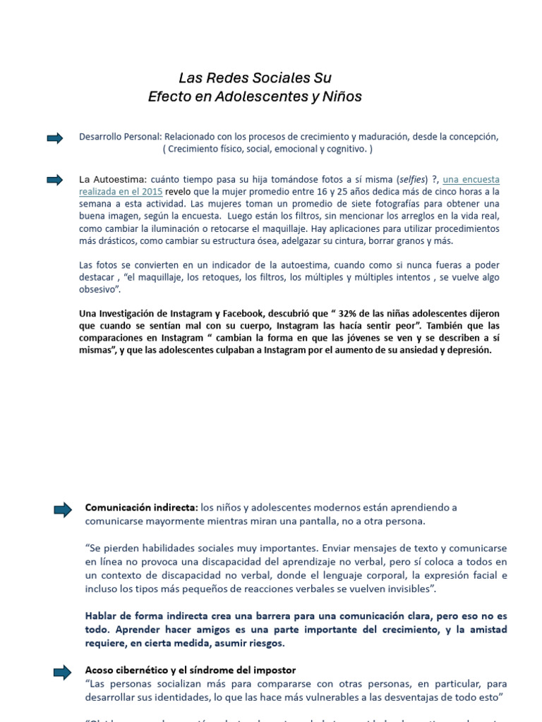 Impacto de Redes Sociales en Niños y Adolescentes | PDF | Adolescencia ...