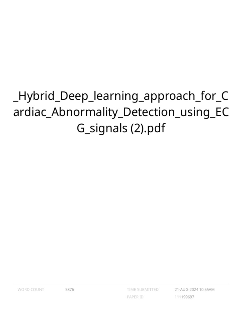 Hybrid Deep Learning Approach For Cardiac Abnorma | PDF