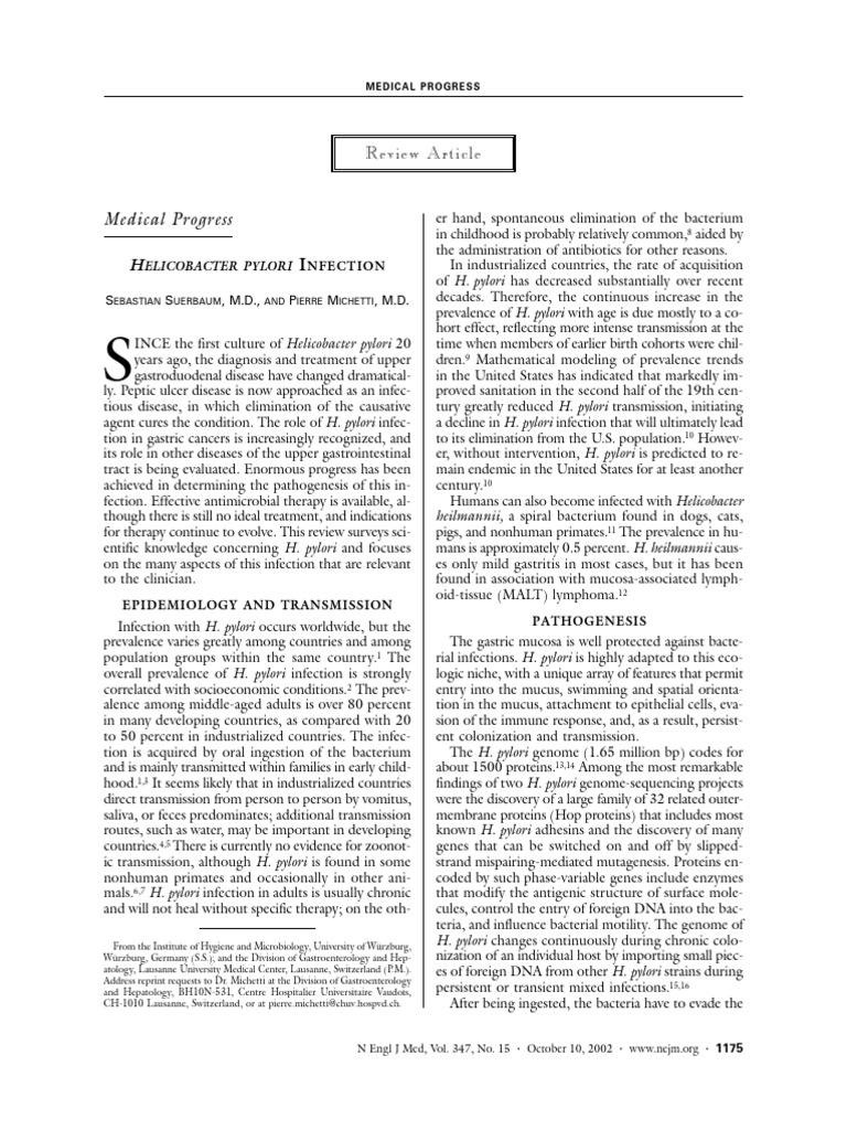 Suerbaum Review | PDF | T Helper Cell | Secretion