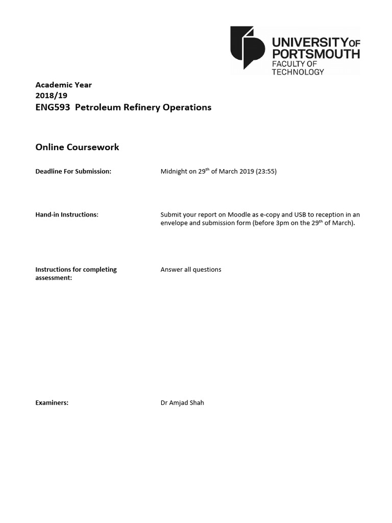 ENG593 Petroleum Refinery Operations | PDF | Oil Refinery