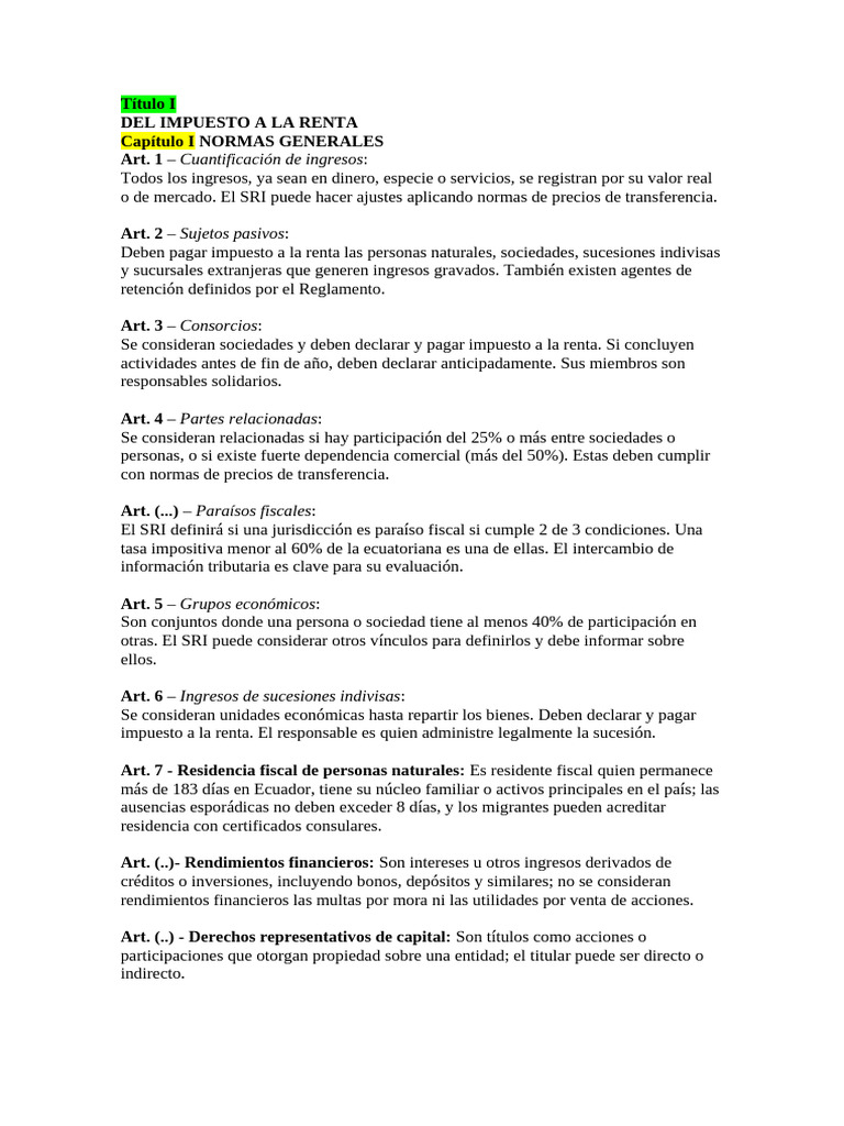 Normas Generales del Impuesto a la Renta | PDF | Impuestos | Impuesto ...