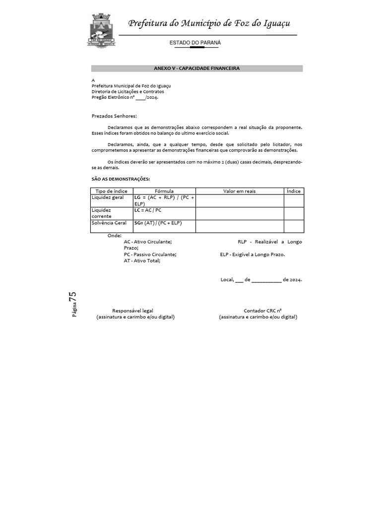 Capacidade Financeira da Proponente | PDF