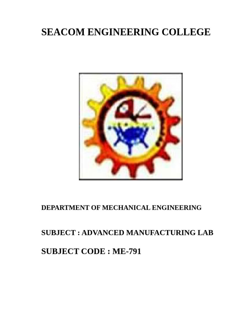 Advanced Manufacturing Lab Manual ME 791 | PDF
