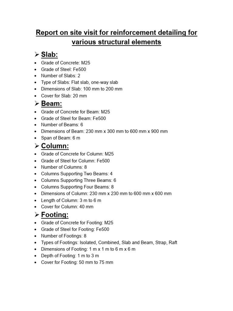 Structural Reinforcement Detailing Report | PDF