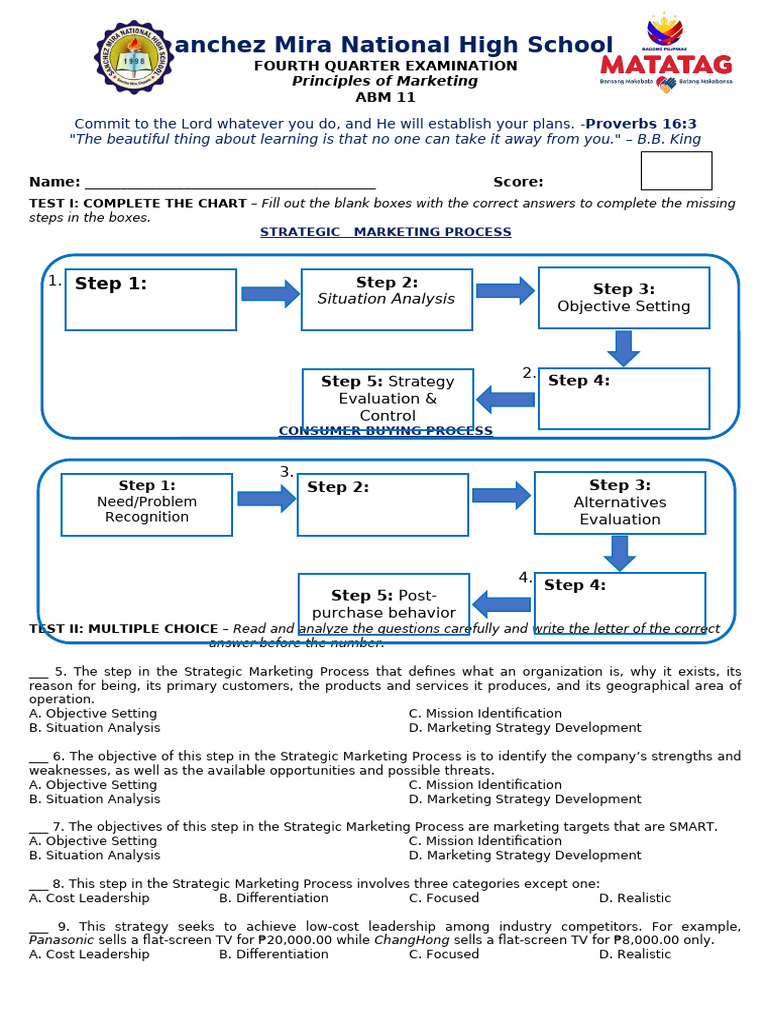ABM 11 Marketing Principles Exam Guide | PDF | Marketing Strategy ...