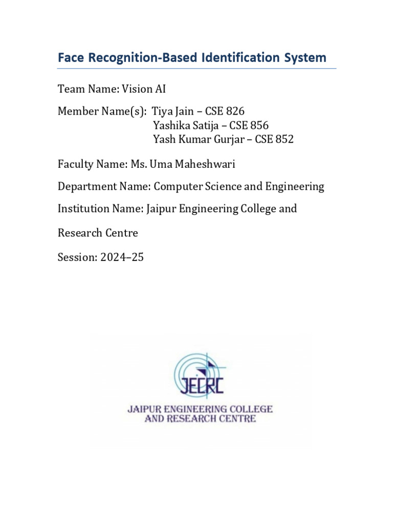 Face Recognition Identification System | PDF | Artificial Intelligence ...