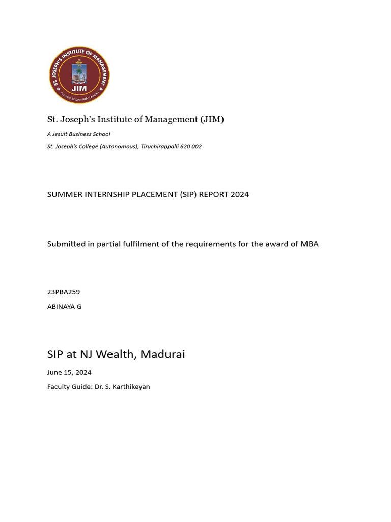 SIP Final Report | PDF | Investment Fund | Investing