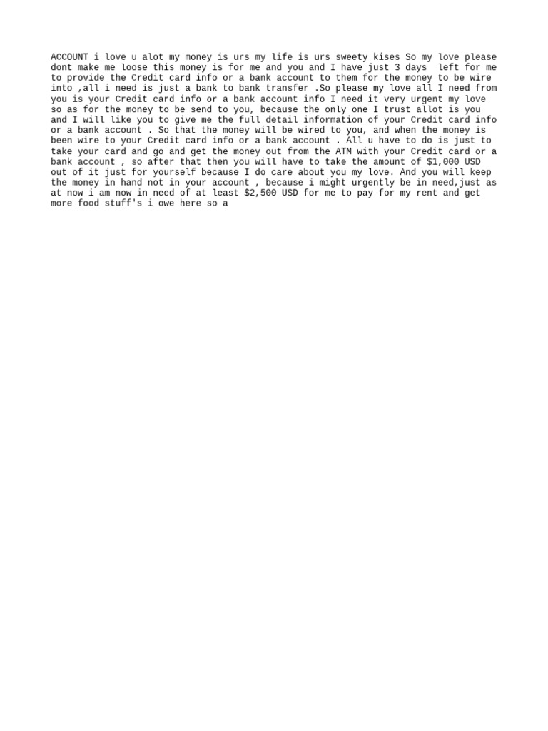 Urgent Request for Credit Card Info | PDF