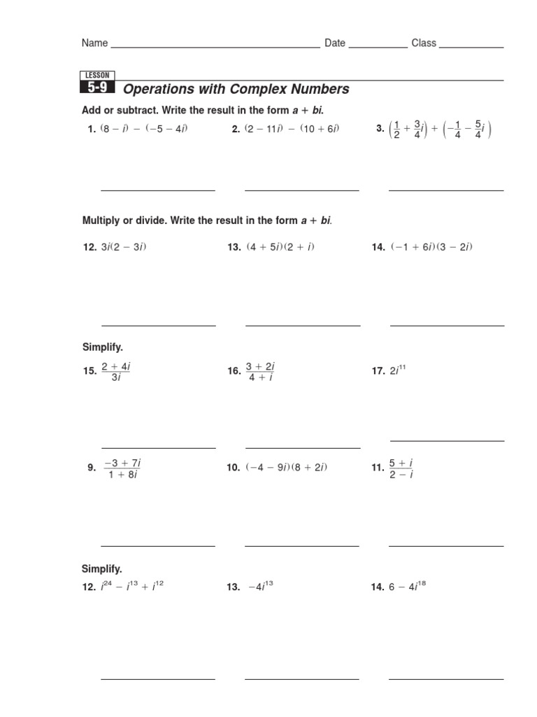 Operations with Complex Numbers Guide | PDF