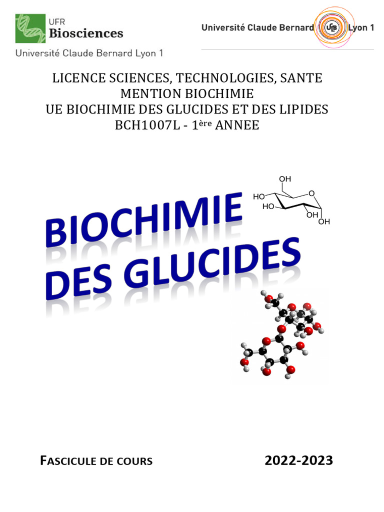 Biochimie des glucides en 1ère année | PDF | Glucide | Glucose