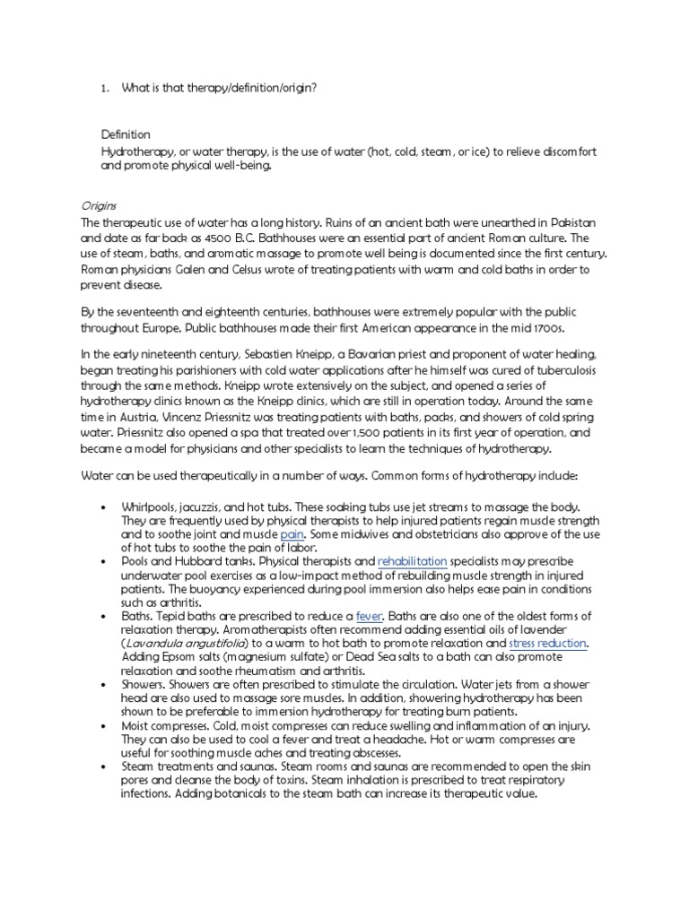 What Is Therapy PDF Bathing Medicine