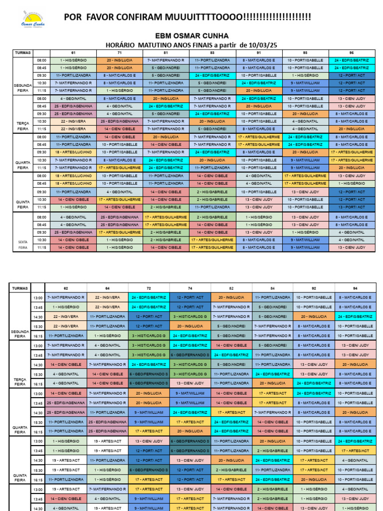 EDFIS Class Schedule 2025 | PDF