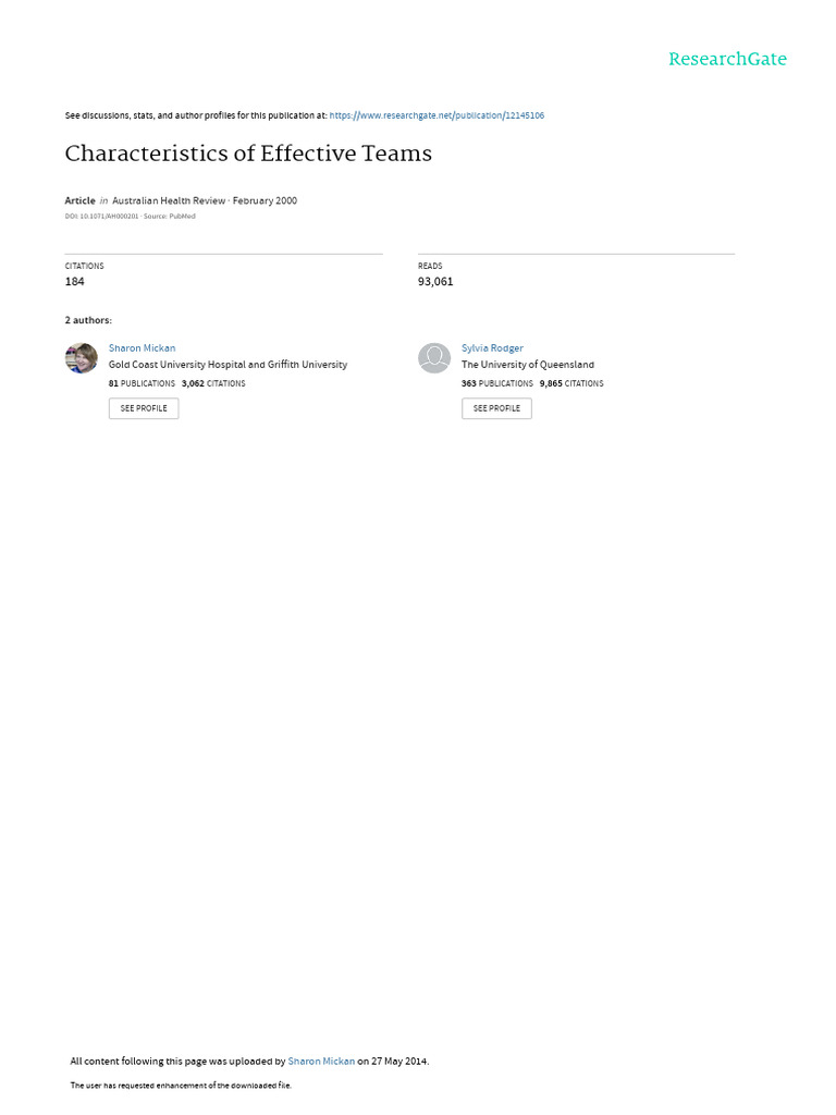 Characteristics of Effective Healthcare Teams | PDF | Communication ...
