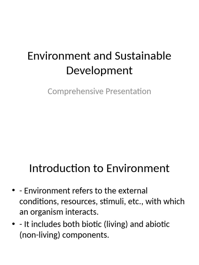 Environment and Sustainable Development Overview | PDF | Sustainability ...