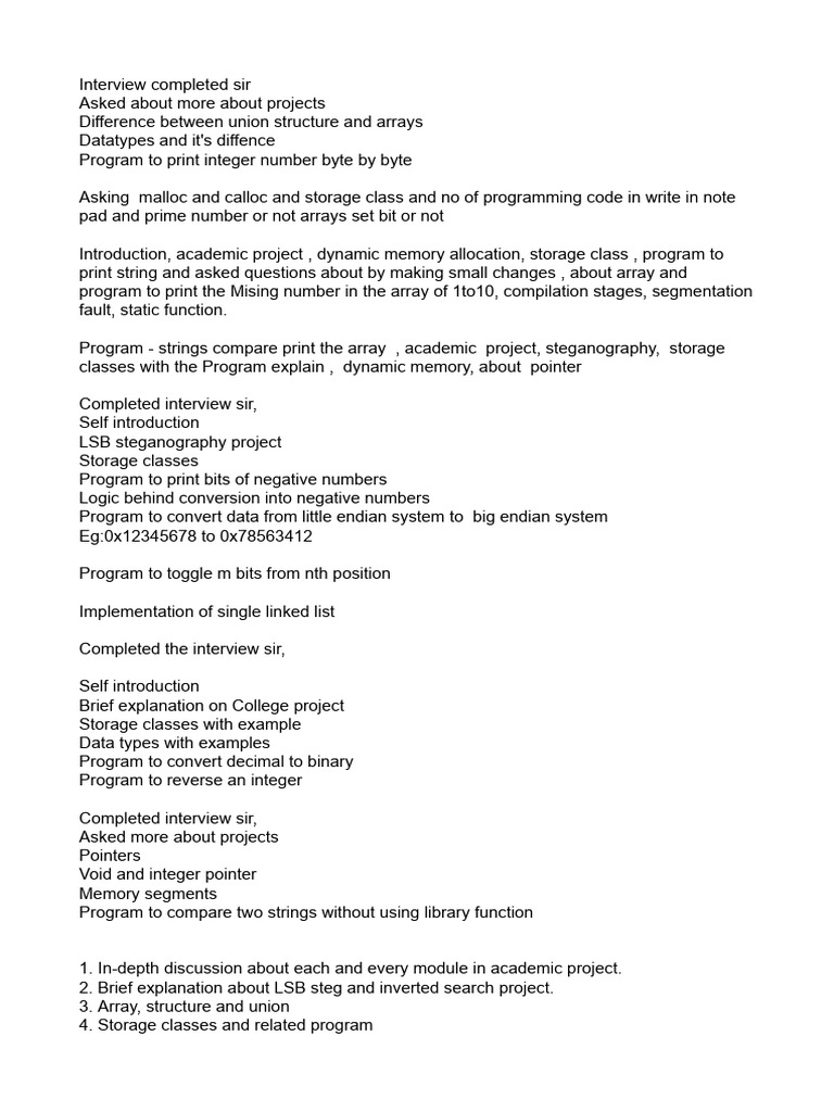 Technical Interview Insights and Topics | PDF