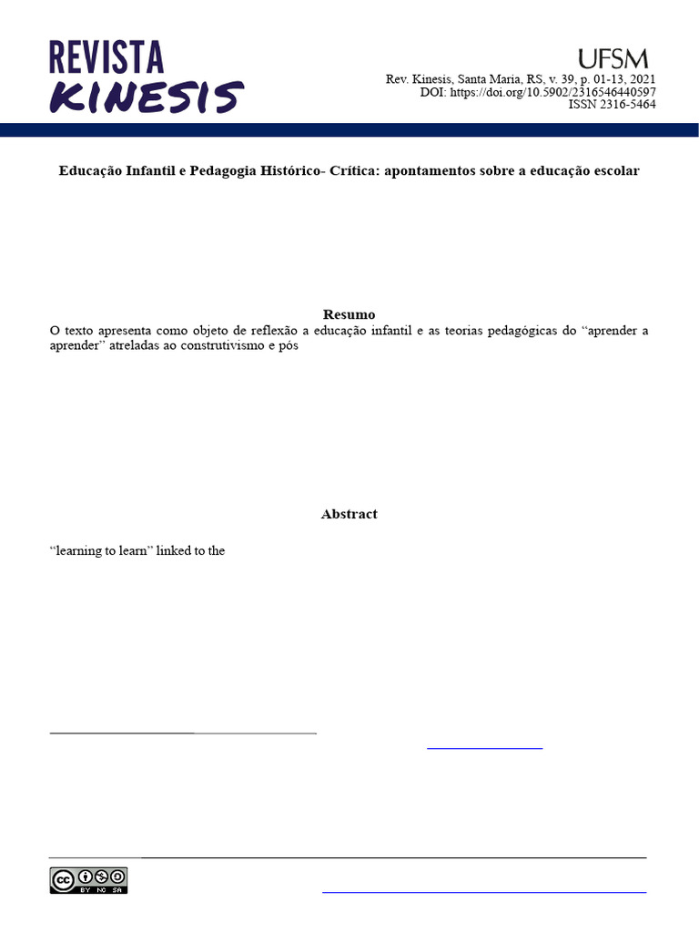 Educação Infantil e PHC | PDF | Pedagogia | Aprendizado