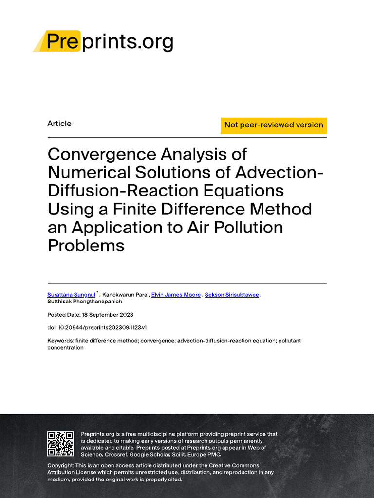 Convergence of Finite Difference Method for ADRE | PDF | Numerical ...