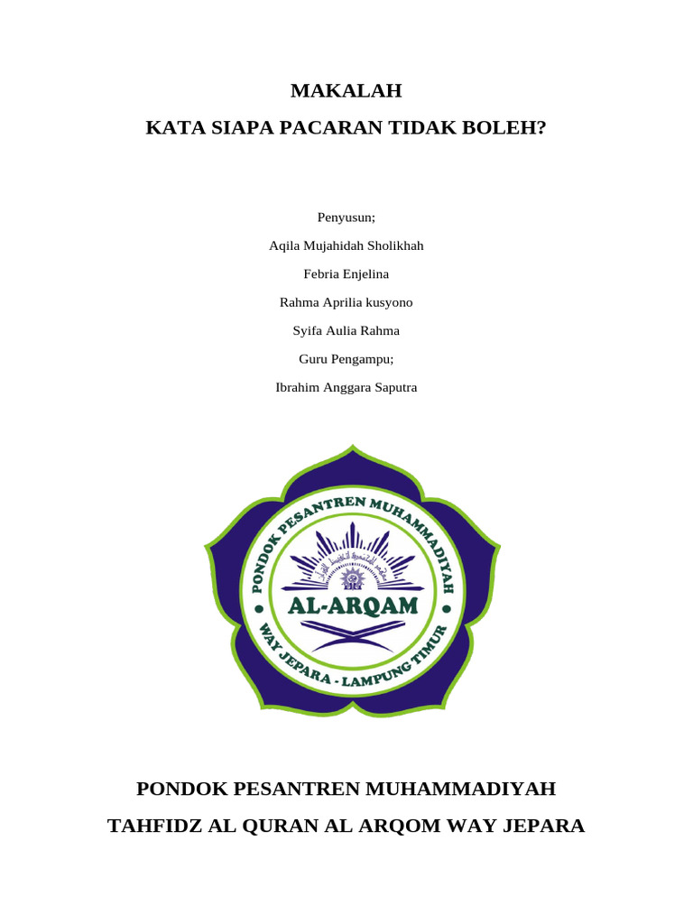 Makalah Kata Siapa Pacaran Dilarang | PDF