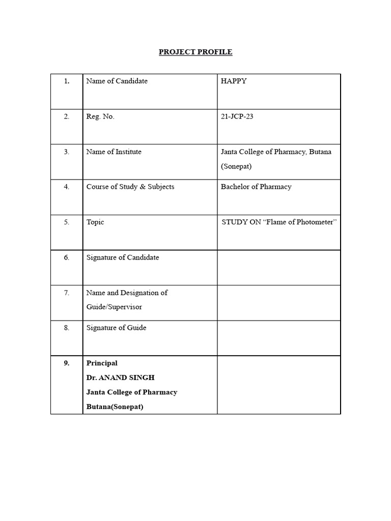 Janta College Butana Project Profile | PDF