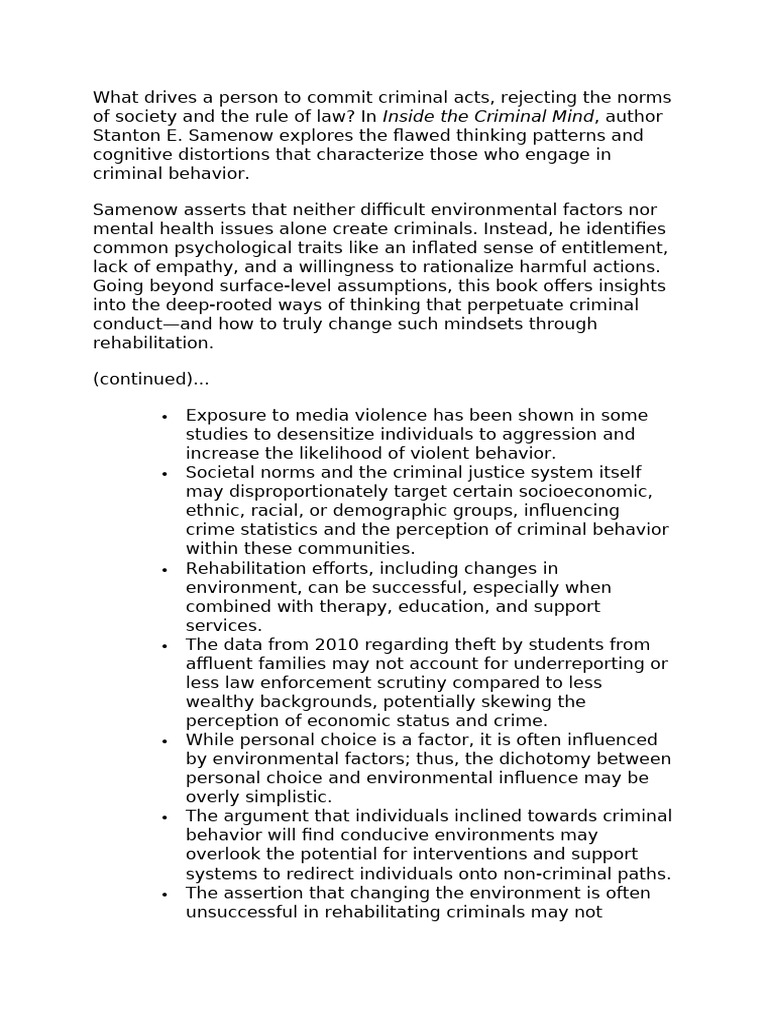 What Drives A Person To Commit Criminal Acts 3 | PDF | Crimes | Crime ...