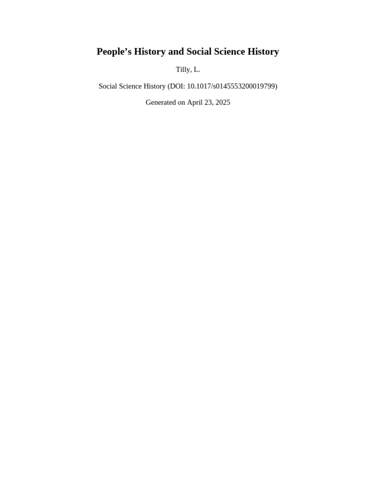 People S History and Social Science History | PDF