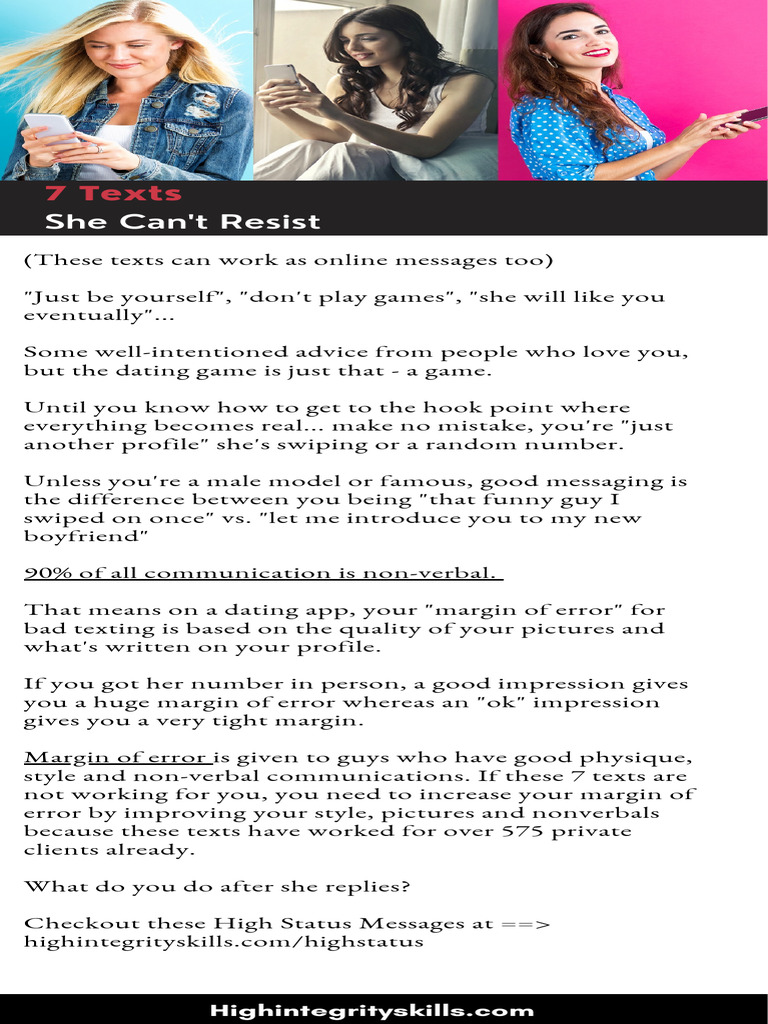 7 Irresistible Texts for Dating Success | PDF | Communication