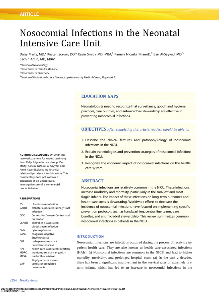 Preventing NICU Nosocomial Infections | PDF | Hospital Acquired ...