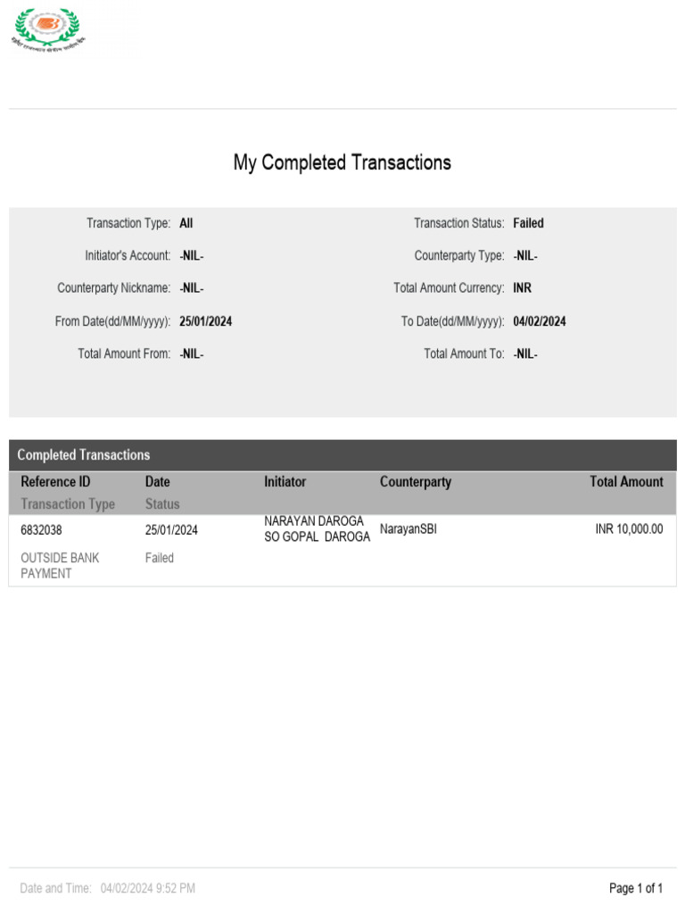 CompletedTransactionRetUX504 02 2024 | PDF