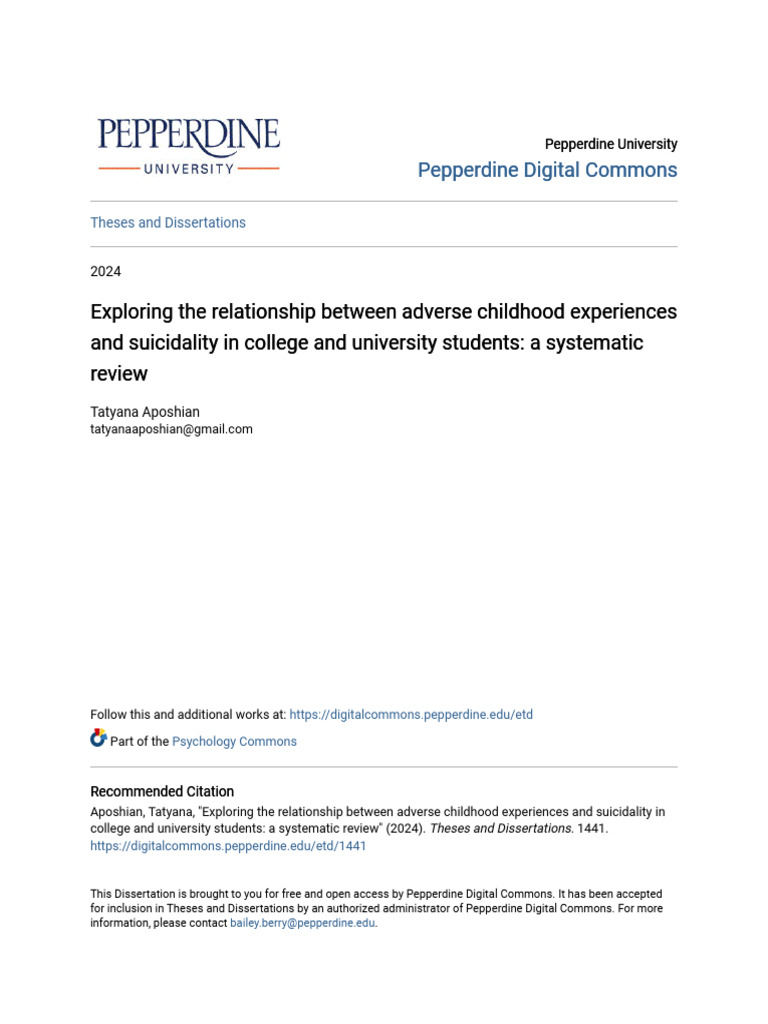 Exploring The Relationship Between Adverse Childhood Experiences | PDF ...