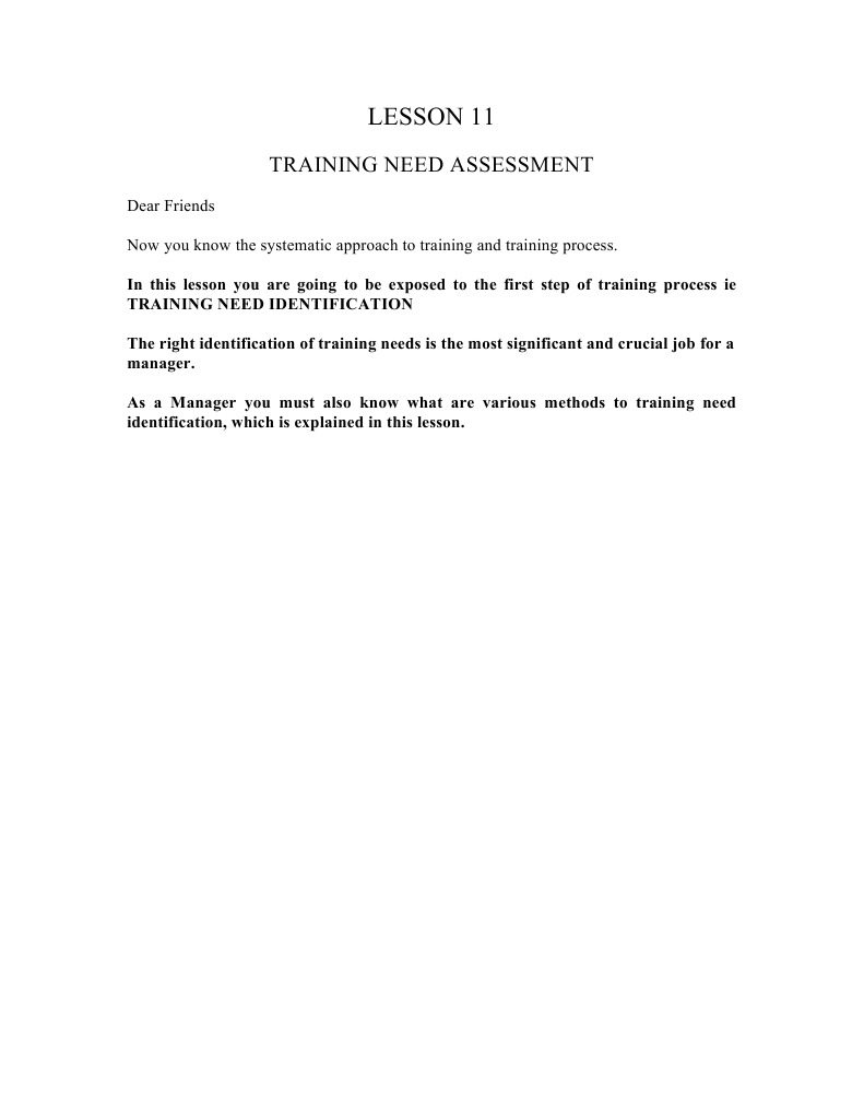 Training Needs Assessment Methods | PDF | Needs Assessment | Expert