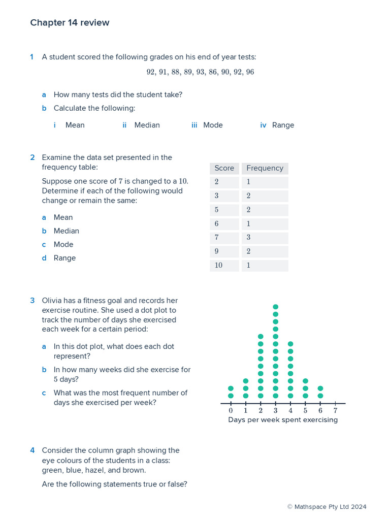 REVIEW Statistics - Worksheet | PDF | Mean | Median