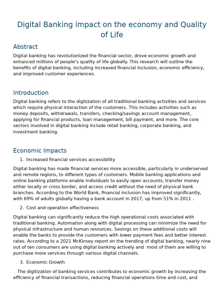 Digital Banking Impact On The Economy and Quality of Life (Kyaw Sitt ...