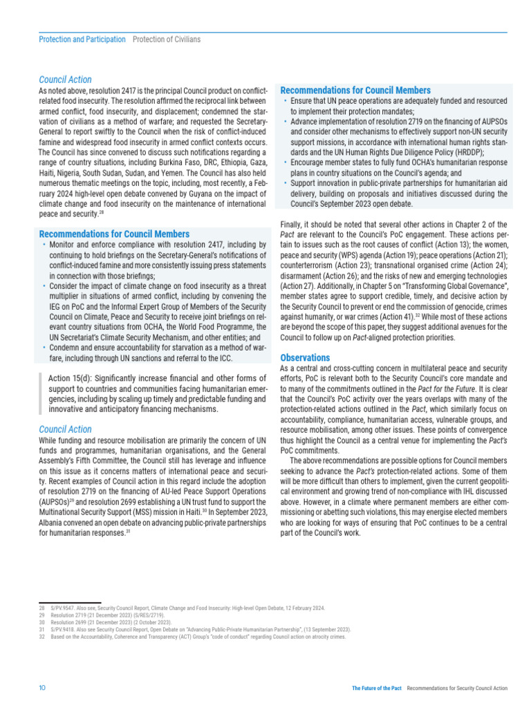 Security Council Recommendations on PoC | PDF | United Nations ...