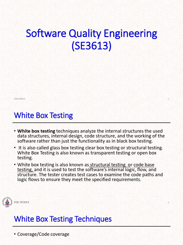 Lecture10 White Box Testing | PDF | Software Testing | Software Engineering