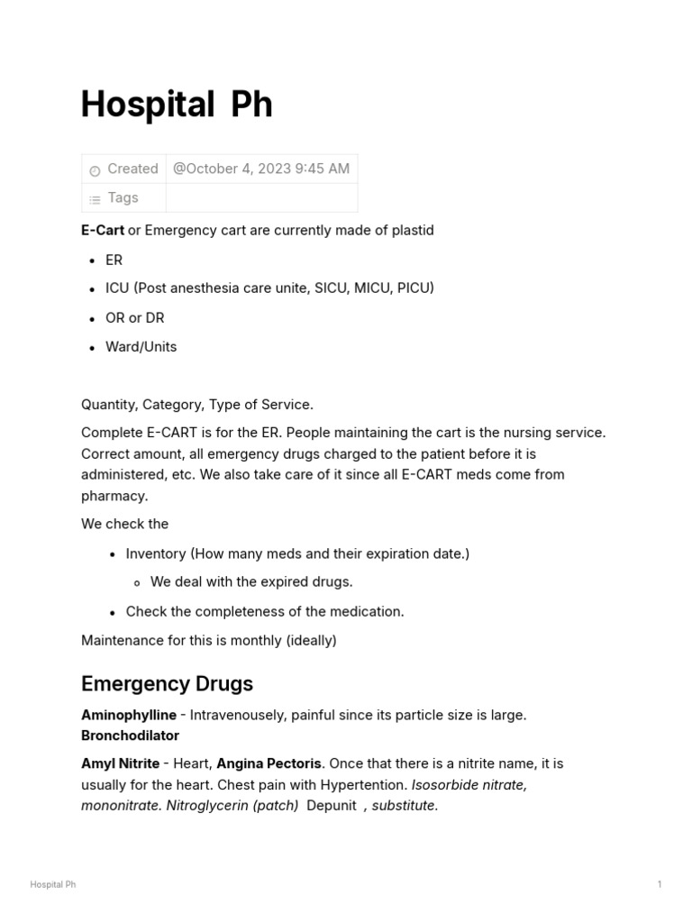 Emergency Cart Management in Hospitals | PDF | Medical Specialties ...