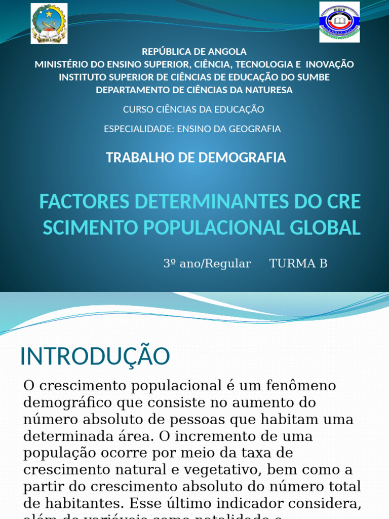 Factores Determinantes Do Crescimento Populacional Global | PDF ...
