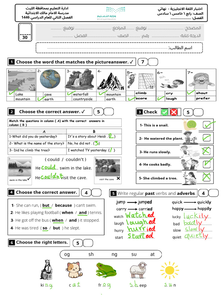 English Language Test for Grade 4 | PDF | Semantic Units | Language ...