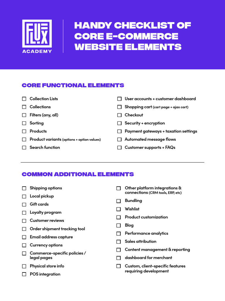 E-commerce Website Essentials Checklist | PDF
