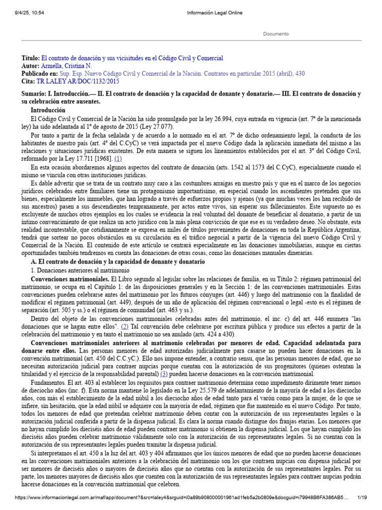 Contrato de Donación en el Código Civil | PDF | Donación | Matrimonio