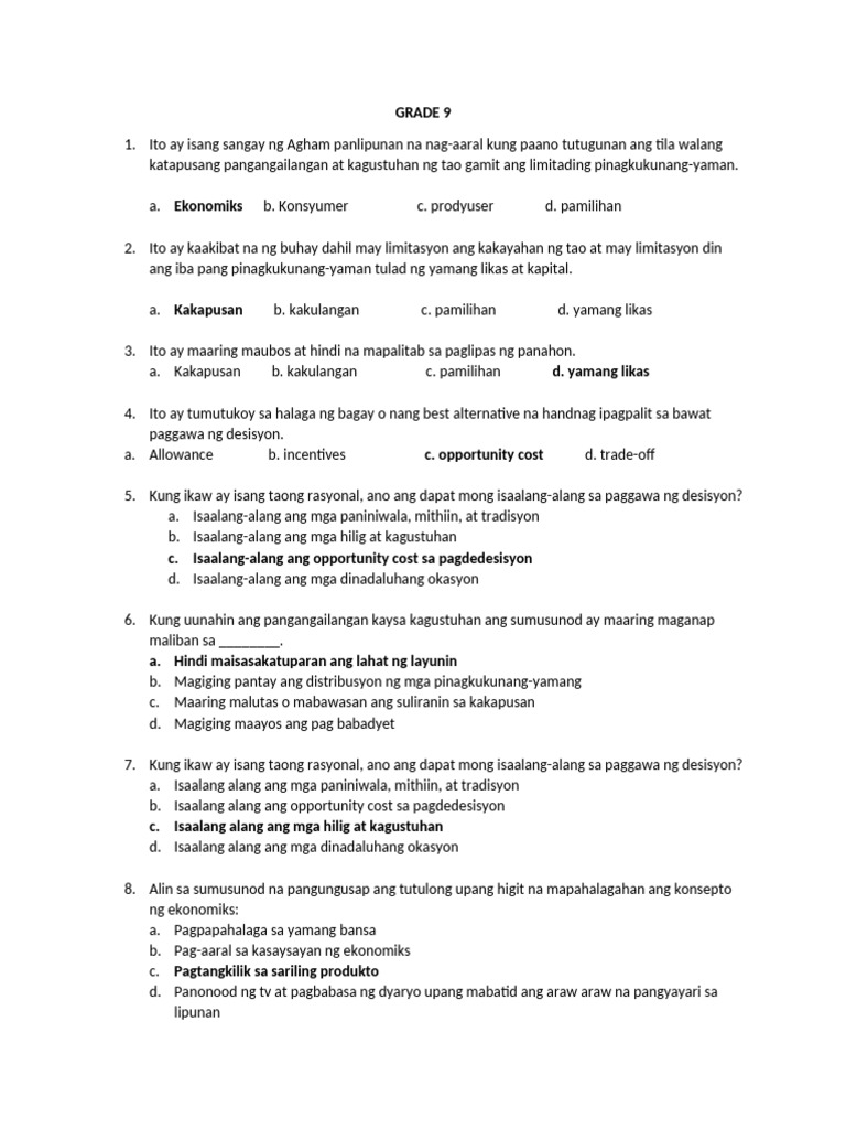 Grade 9 | PDF