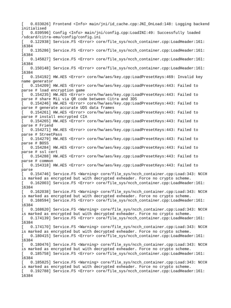 Citra Emulator Error Log Analysis | PDF | Encryption | Crime Prevention