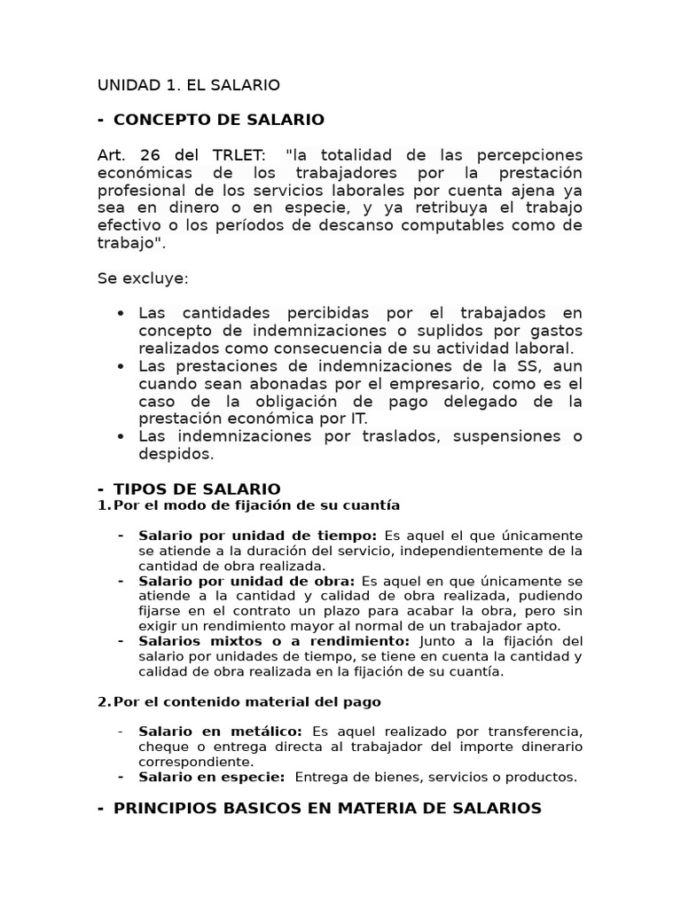 Conceptos y Tipos de Salario Laboral | PDF | Salario | Derecho laboral