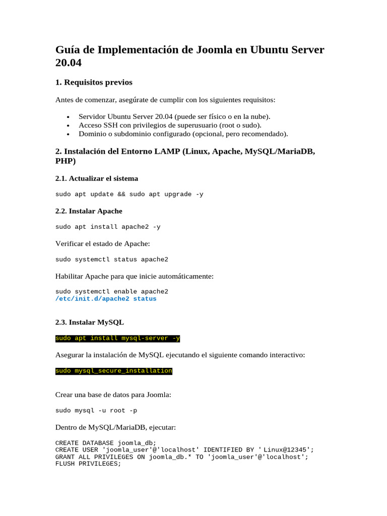 Joomla | PDF | Servidor HTTP Apache | Mi sql