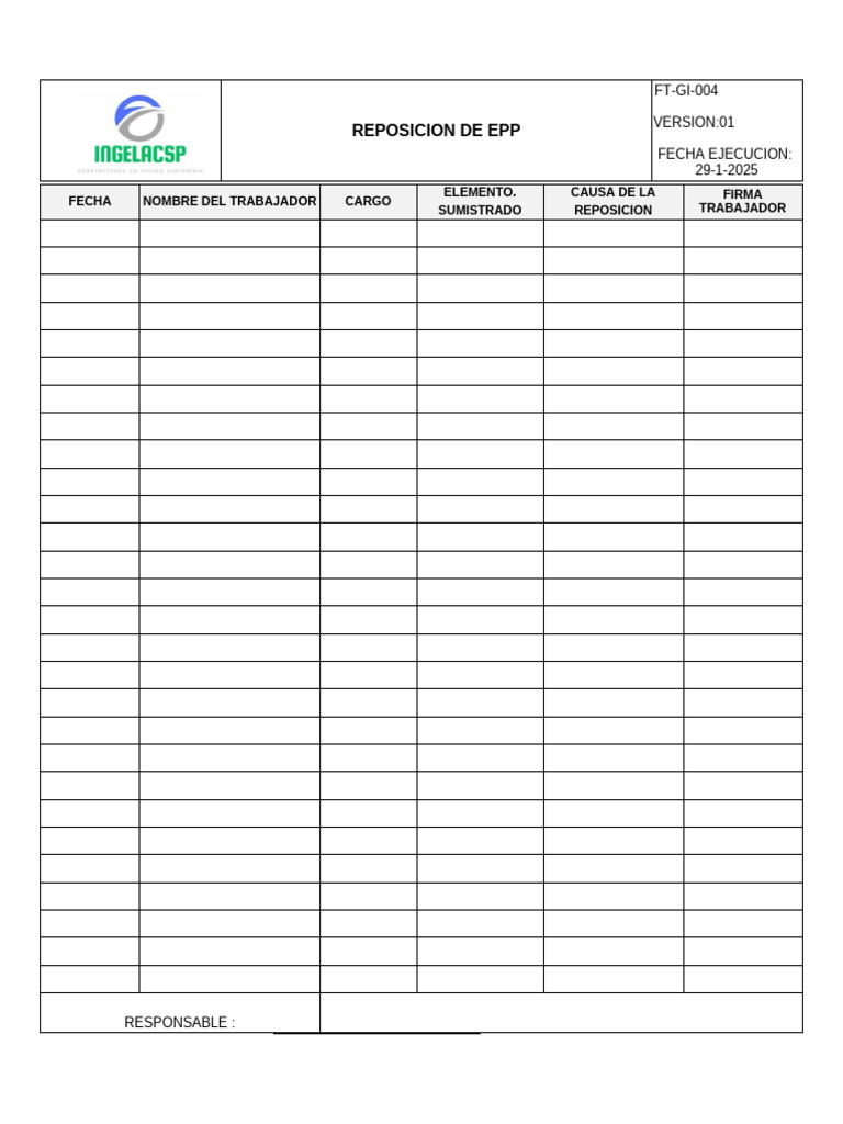 Ft-Gi-004 Formato Reposicion Epp | PDF