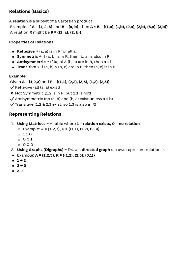 Basics of Relations in Mathematics | PDF