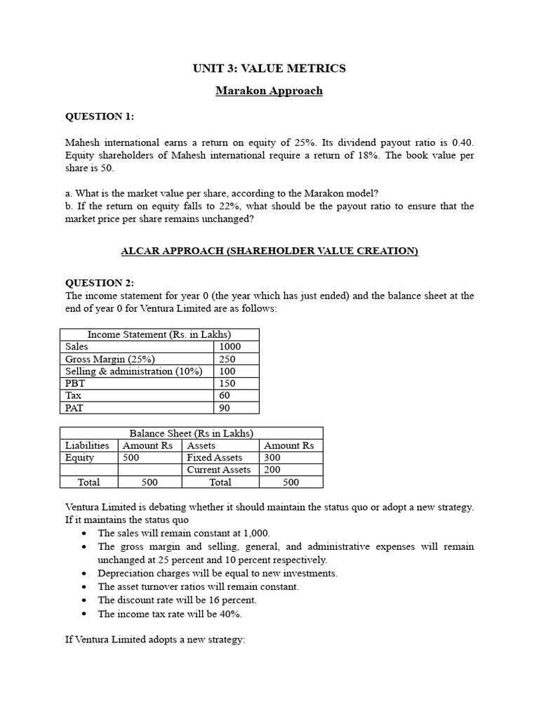 Value Metrics Analysis for Companies | PDF | Equity (Finance) | Cost Of ...